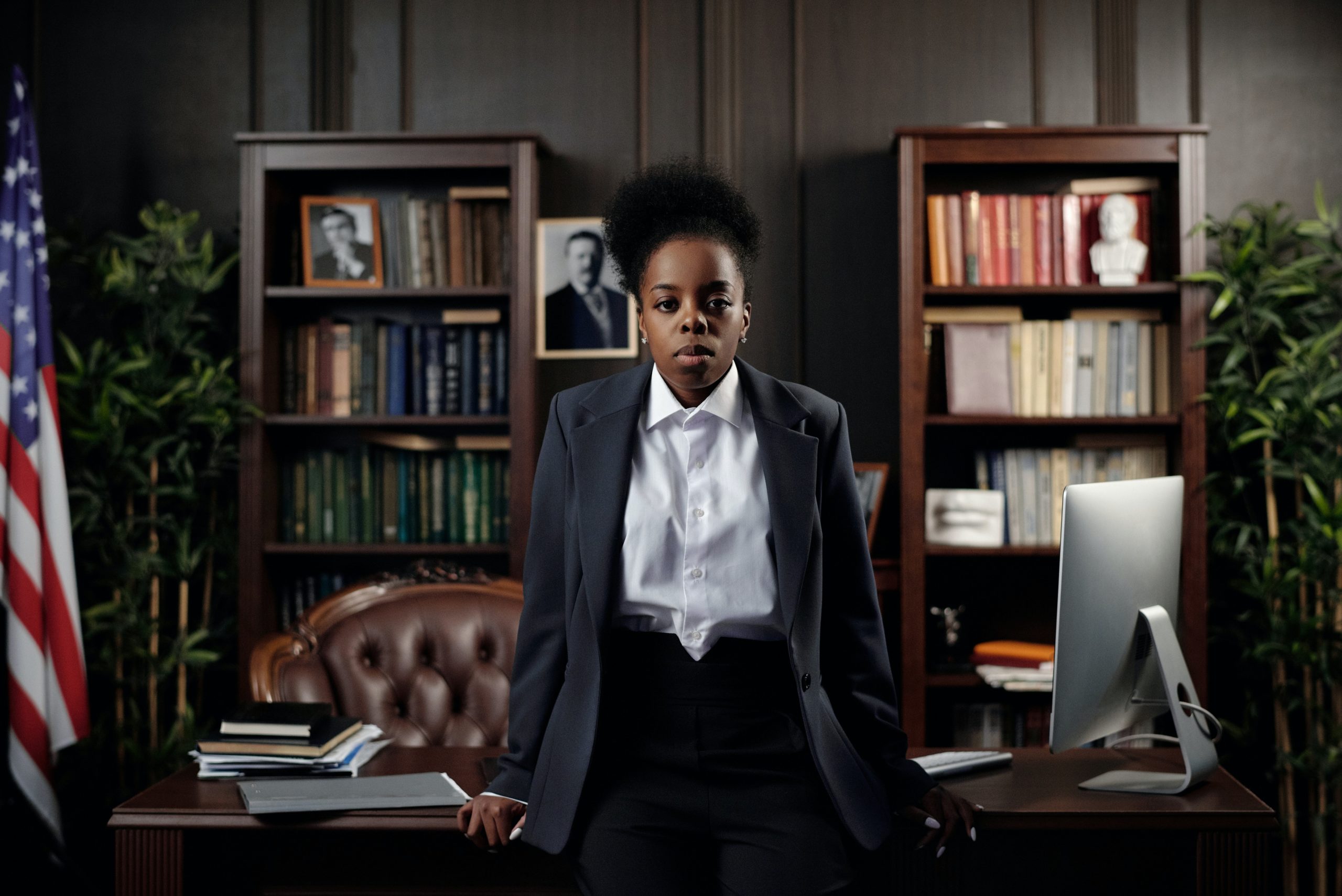 black female attorney looking serious