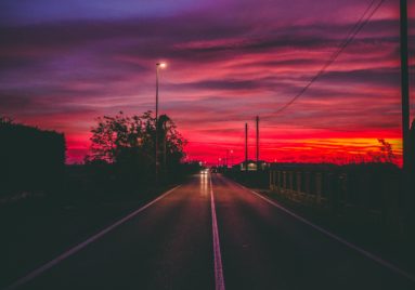 highway at sunset