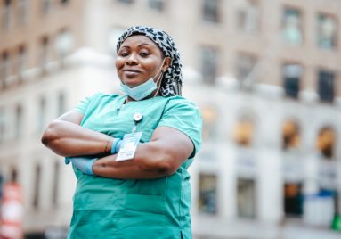 black nurse with mask