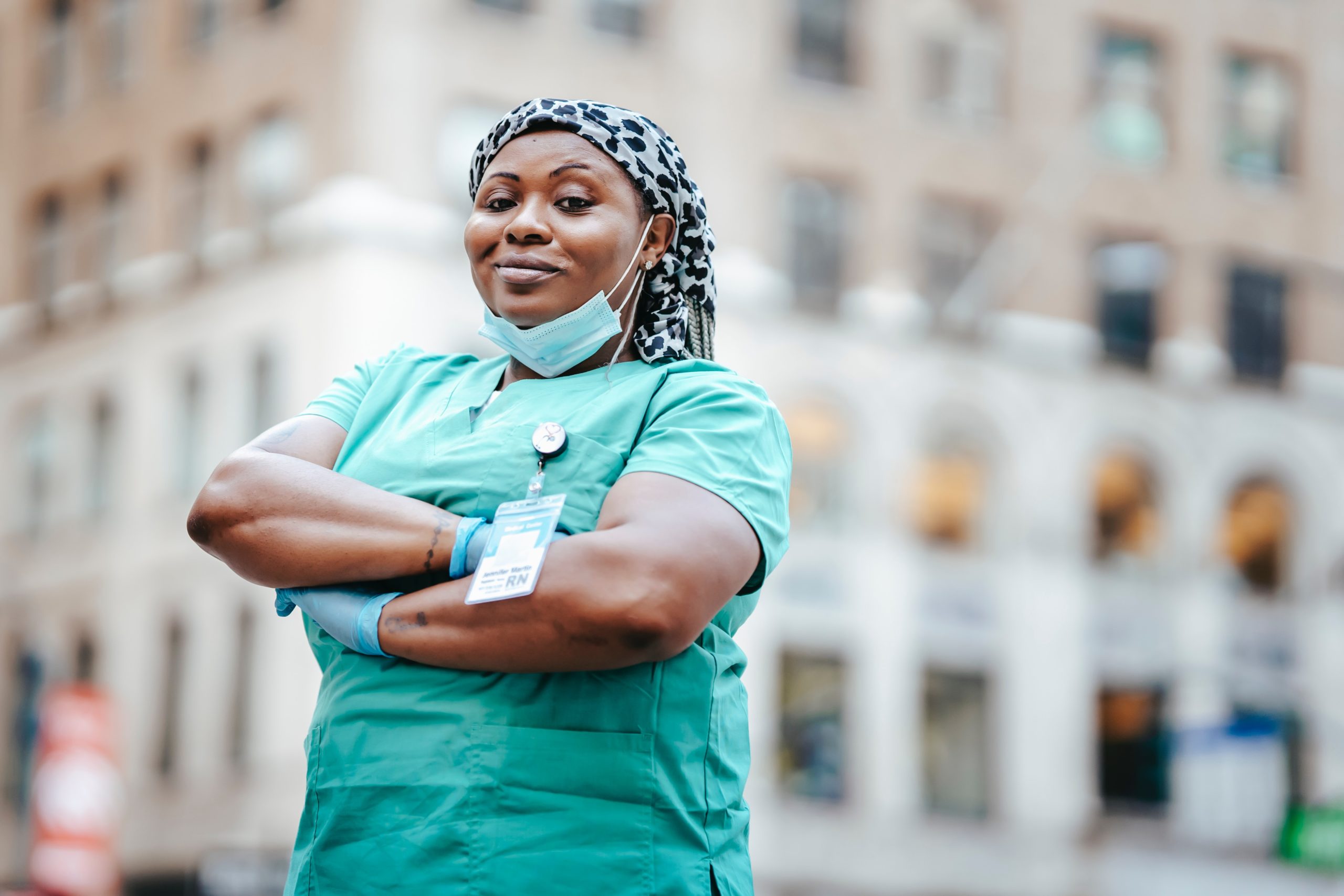 black nurse with mask