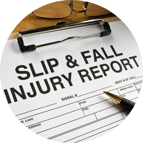 Slip and fall injury Lawyers in Tucker, GA-a slip and fall injury report on a clipboard